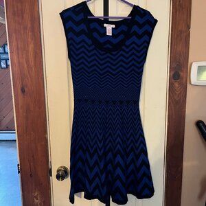 Candie's Size L Blue & Black Knit/Sweater Dress